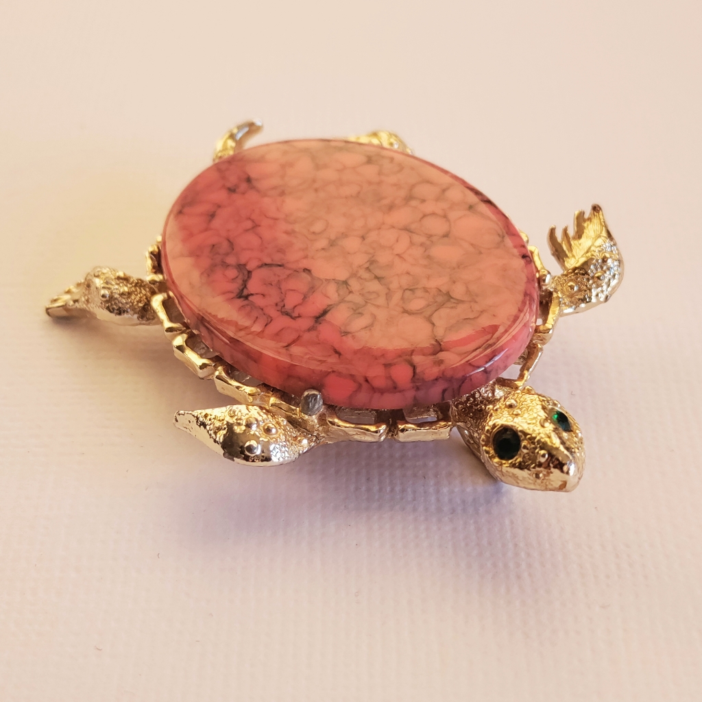 Sea Turtle Vintage Brooch & Pendant Gerry's Salmon Pink